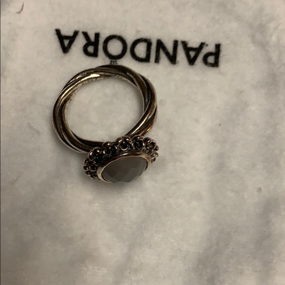 Size 7 grey stone pandora ring